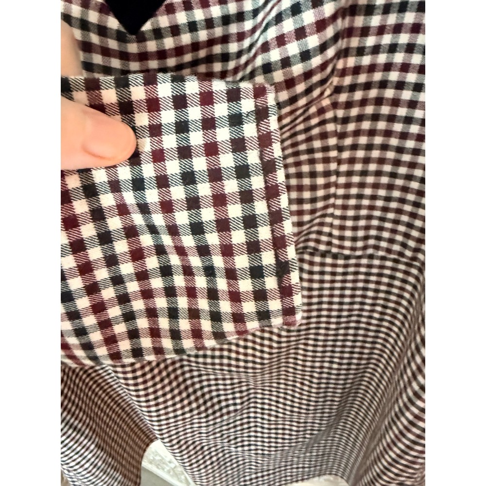 Abercrombie & Fitch XL Gingham Sweetheart Midi Dress Burgundy Black Long Sleeve - Picture 4 of 8